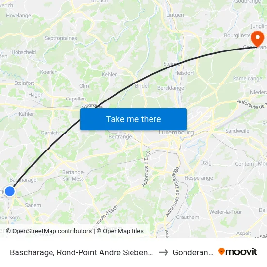 Bascharage, Rond-Point André Siebenbour to Gonderange map