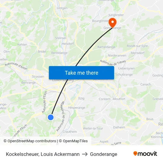 Kockelscheuer, Louis Ackermann to Gonderange map
