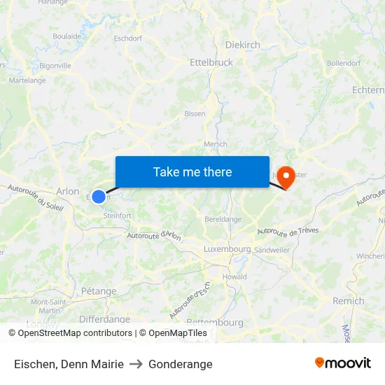 Eischen, Denn Mairie to Gonderange map