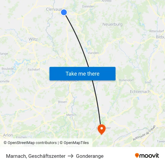 Marnach, Geschäftszenter to Gonderange map