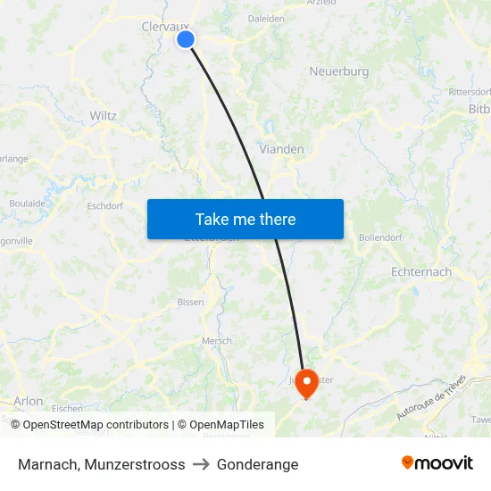 Marnach, Munzerstrooss to Gonderange map