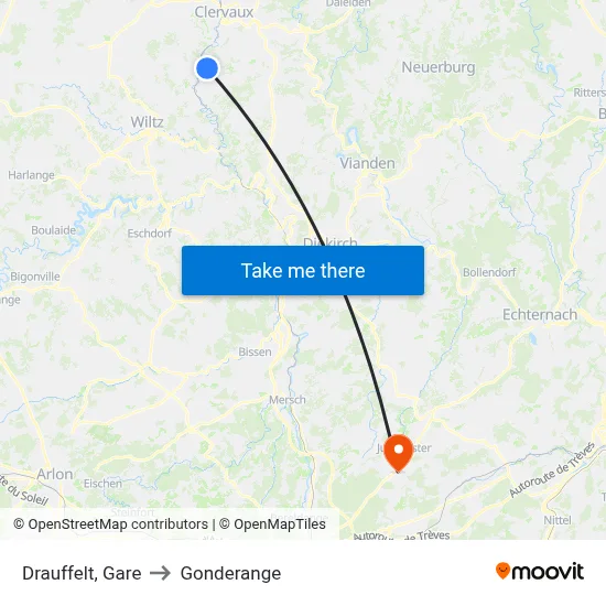 Drauffelt, Gare to Gonderange map