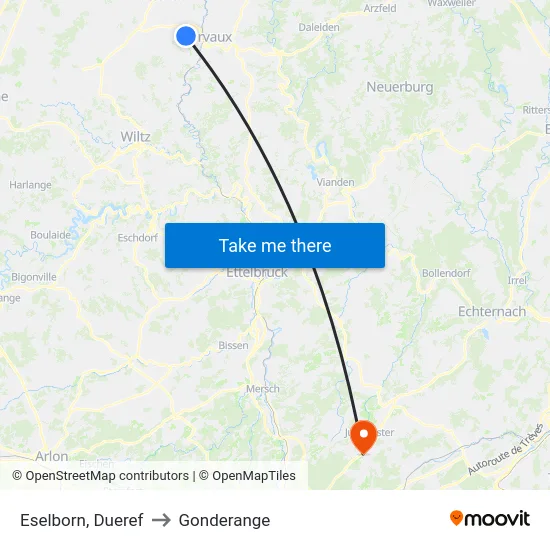Eselborn, Dueref to Gonderange map