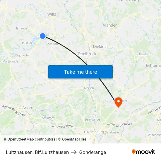 Lultzhausen, Bif.Lultzhausen to Gonderange map