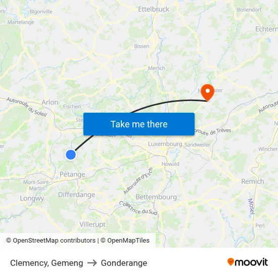 Clemency, Gemeng to Gonderange map