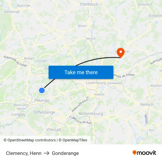Clemency, Henn to Gonderange map