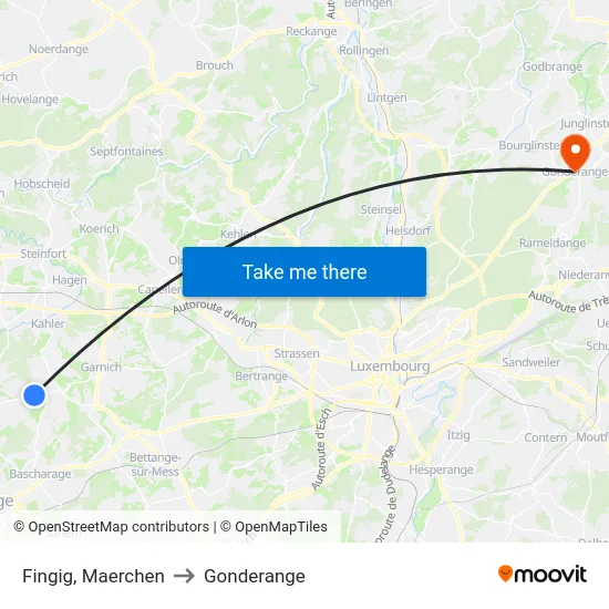 Fingig, Maerchen to Gonderange map