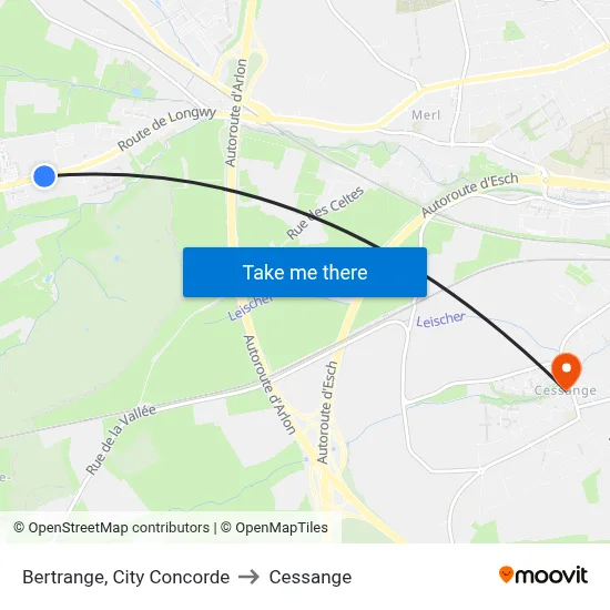Bertrange, City Concorde to Cessange map