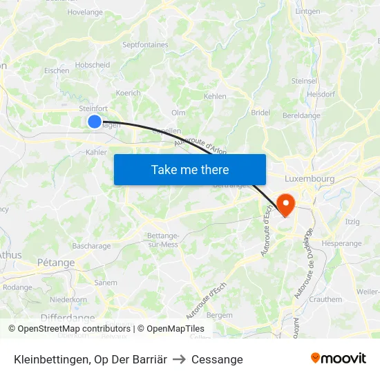 Kleinbettingen, Op Der Barriär to Cessange map