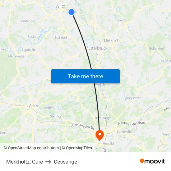 Merkholtz, Gare to Cessange map