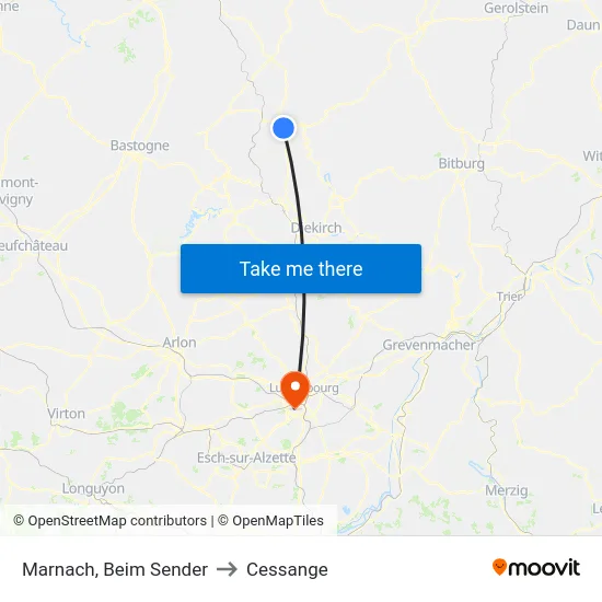 Marnach, Beim Sender to Cessange map