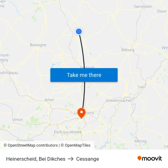 Heinerscheid, Bei Dikches to Cessange map