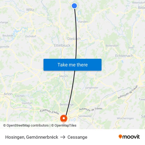 Hosingen, Gemönnerbréck to Cessange map