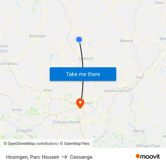 Hosingen, Parc Housen to Cessange map