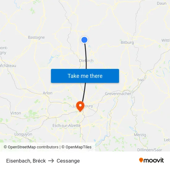 Eisenbach, Bréck to Cessange map