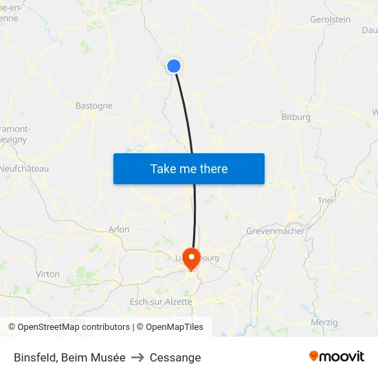 Binsfeld, Beim Musée to Cessange map