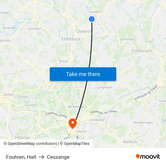 Fouhren, Halt to Cessange map