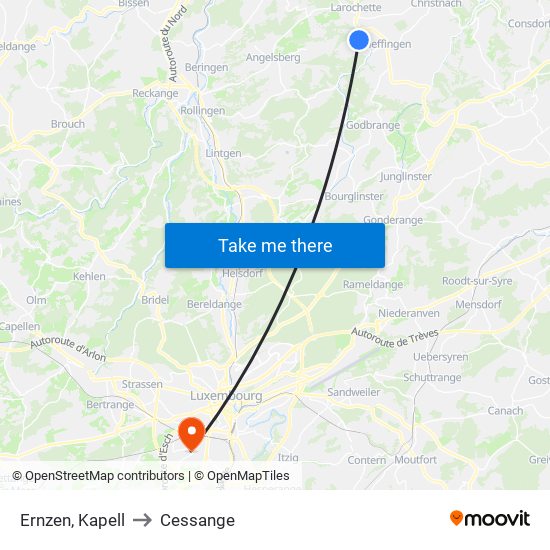 Ernzen, Kapell to Cessange map