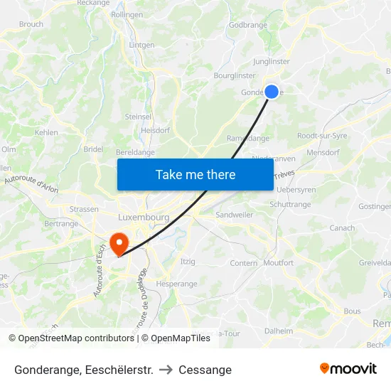 Gonderange, Eeschëlerstr. to Cessange map