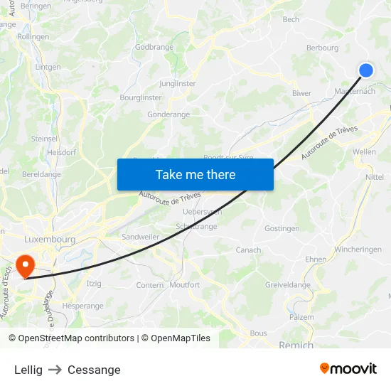 Lellig to Cessange map