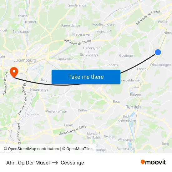 Ahn, Op Der Musel to Cessange map