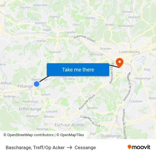 Bascharage, Treff/Op Acker to Cessange map