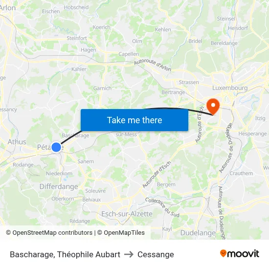 Bascharage, Théophile Aubart to Cessange map