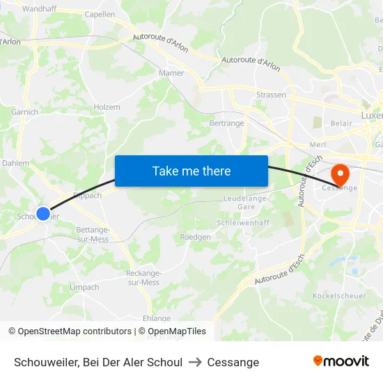 Schouweiler, Bei Der Aler Schoul to Cessange map