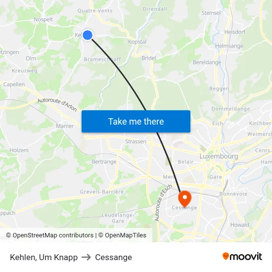 Kehlen, Um Knapp to Cessange map