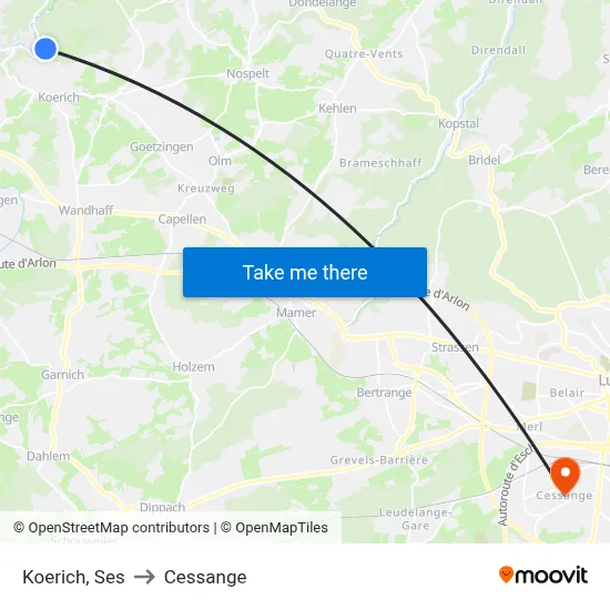 Koerich, Ses to Cessange map
