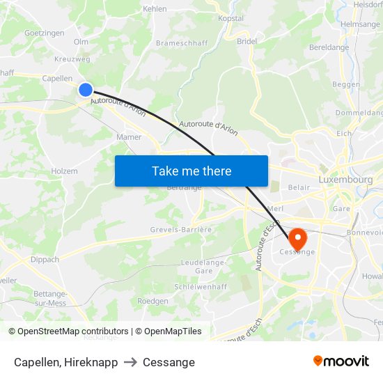 Capellen, Hireknapp to Cessange map