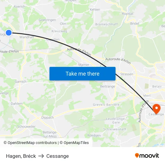 Hagen, Bréck to Cessange map