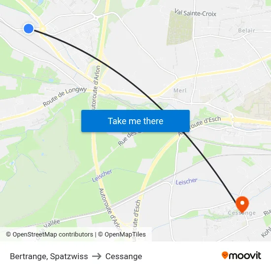 Bertrange, Spatzwiss to Cessange map