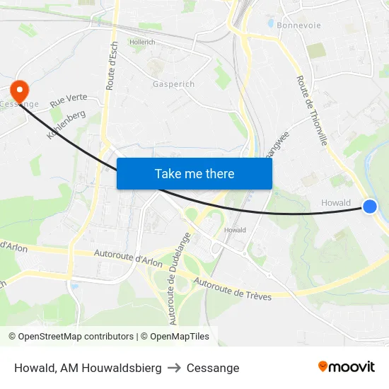 Howald, AM Houwaldsbierg to Cessange map