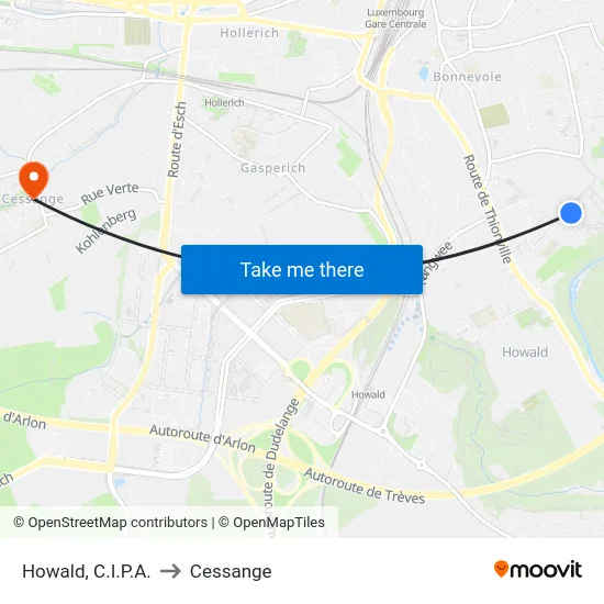 Howald, C.I.P.A. to Cessange map