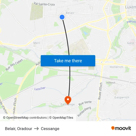 Belair, Oradour to Cessange map