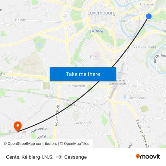 Cents, Kéibierg-I.N.S. to Cessange map