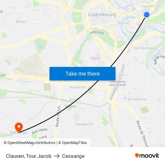 Clausen, Tour Jacob to Cessange map