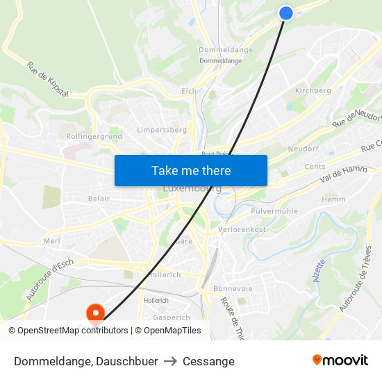 Dommeldange, Dauschbuer to Cessange map