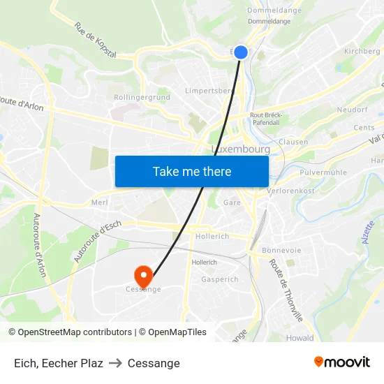 Eich, Eecher Plaz to Cessange map