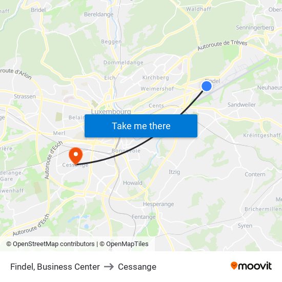 Findel, Business Center to Cessange map