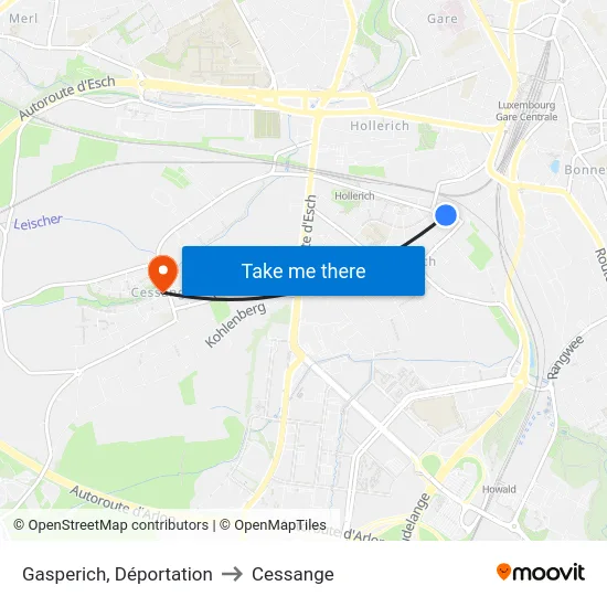 Gasperich, Déportation to Cessange map