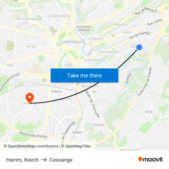 Hamm, Kierch to Cessange map