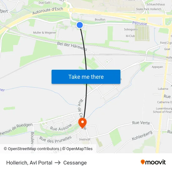 Hollerich, Avl Portal to Cessange map