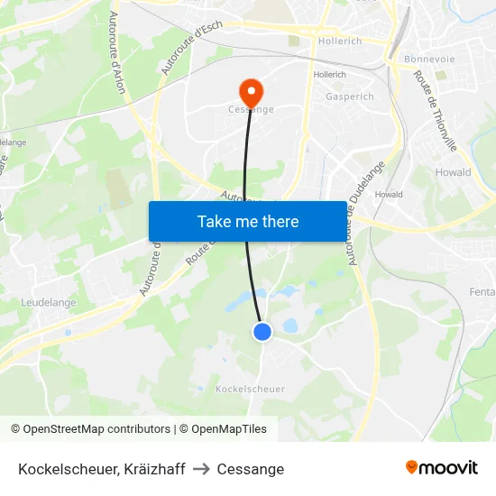 Kockelscheuer, Kräizhaff to Cessange map