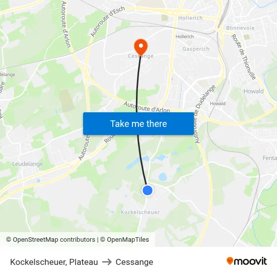 Kockelscheuer, Plateau to Cessange map