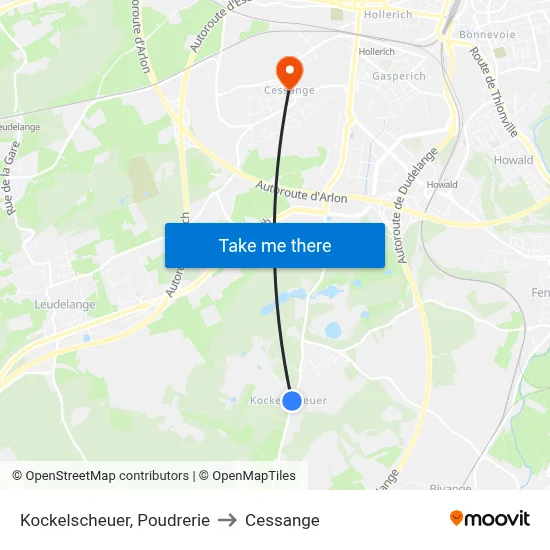Kockelscheuer, Poudrerie to Cessange map