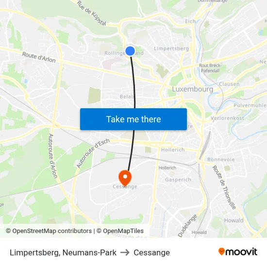 Limpertsberg, Neumans-Park to Cessange map