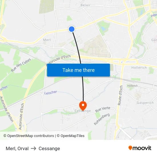 Merl, Orval to Cessange map