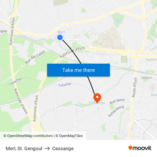 Merl, St. Gengoul to Cessange map